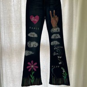 KanCan size 27 flare jeans. Hand painted jeans